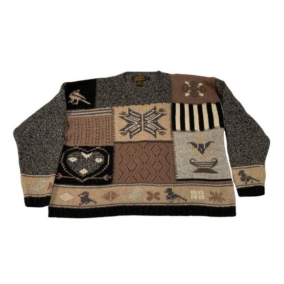 Vintage Eddie Bauer Women's Snowflake Holiday Sweater Size L Wool Office Party - Picture 1 of 9